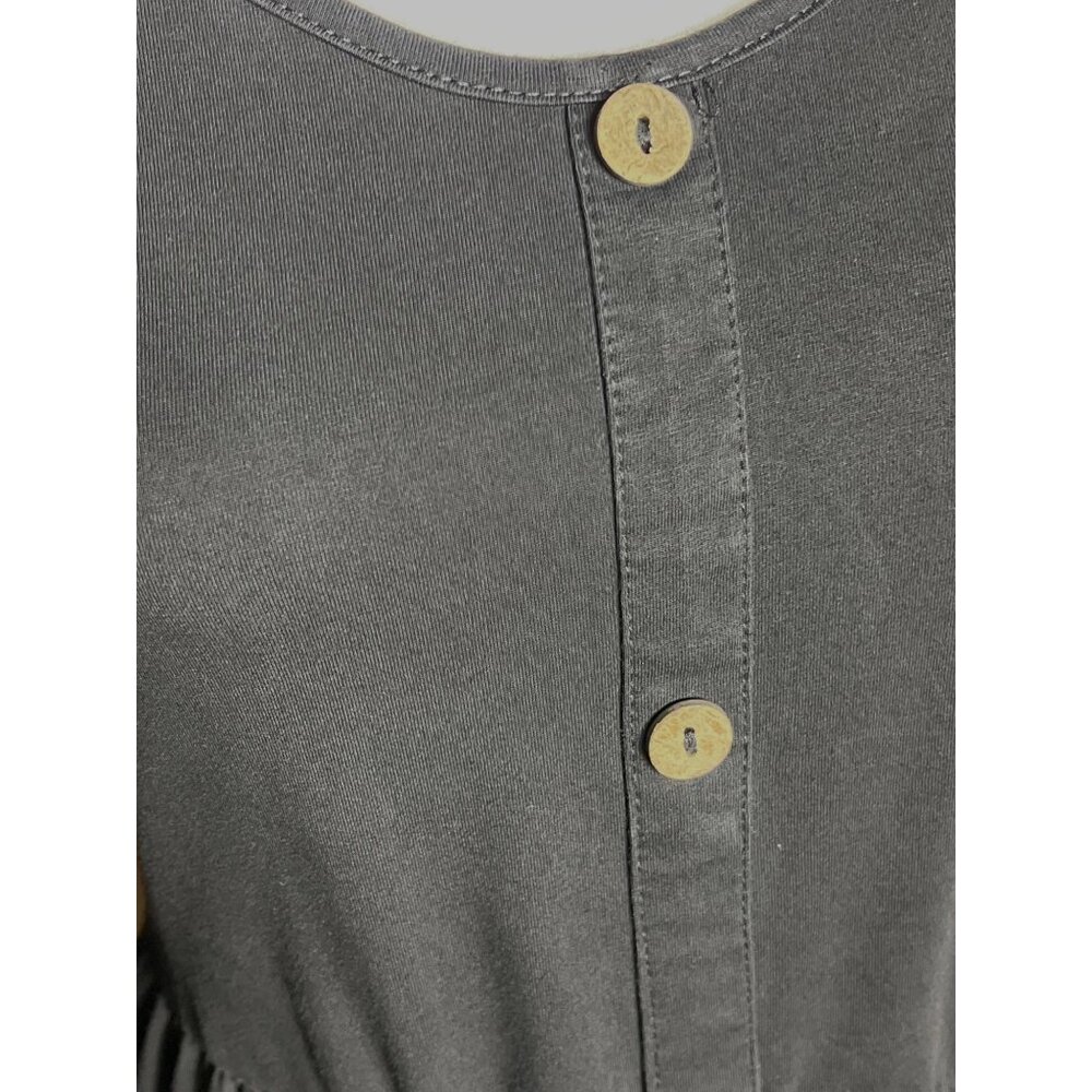 Black Jersey Knit Dress Fit Flare Midi Comfy Casual Cotton Pockets Basic Women S - Picture 9 of 9